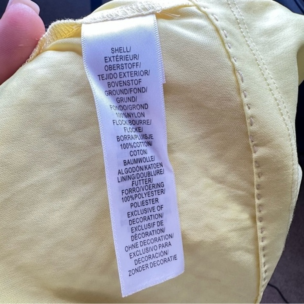 Adrianna Papell Women's Yellow Embroidered Ruffled Shift Dress Size 6 - Picture 13 of 13